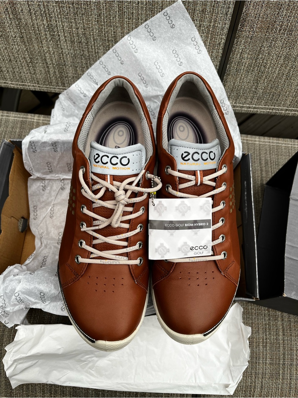 ECCO Biom Hybrid 2 Golf Shoes Men’s EU 45/US 11-11.5 NIB Yak Leather Hydromax - Picture 7 of 14